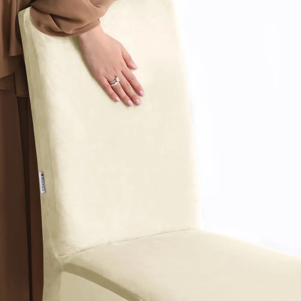 Set di coprisedia color crema con rivestimento elastico per sedie 4 pz 48 cm Sento – Restilo