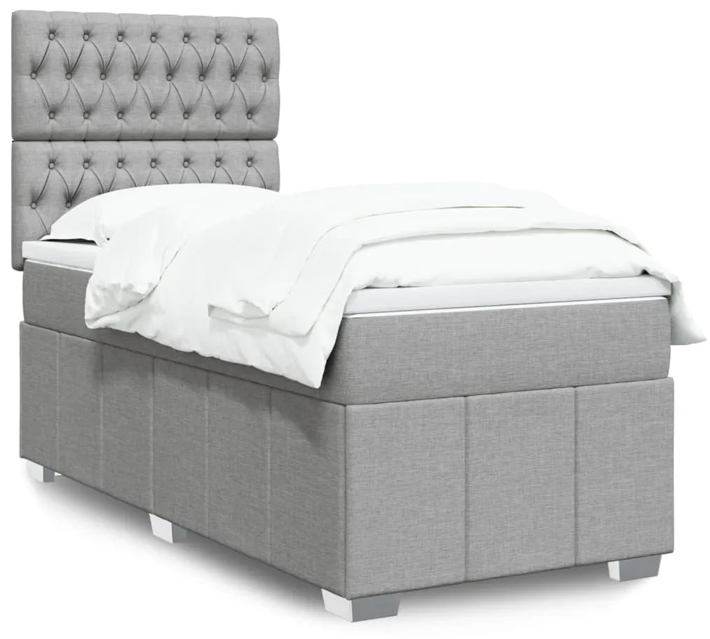 Giroletto A Molle Con Materasso Grigio Chiaro 90x200 Cm Tessuto /