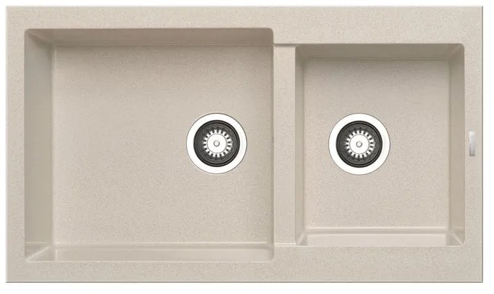 Lavello integrato 2 vasche DELINIA Alazia granito L 50 x L 86 cm beige