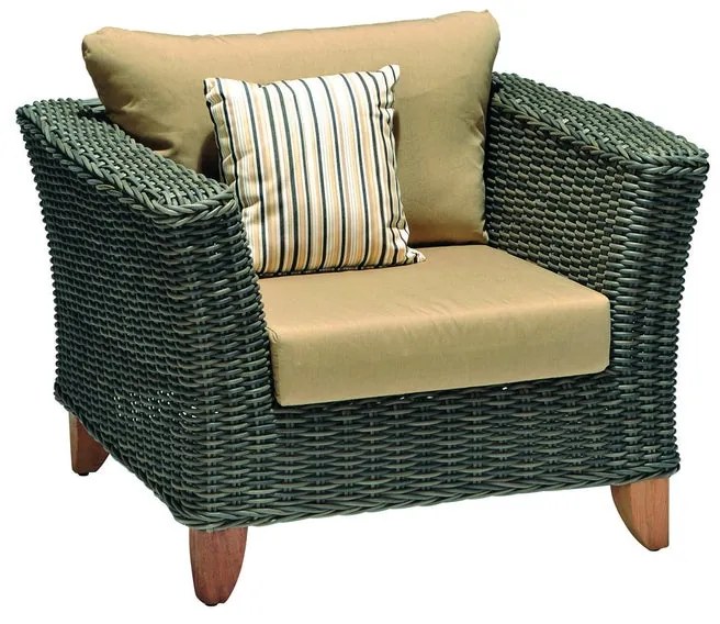 Poltrona da giardino con cuscino beige e braccioli Boston, struttura in rattan sintetico seduta in rattan sintetico marrone, L 98 x H 68.7 x P 90 cm