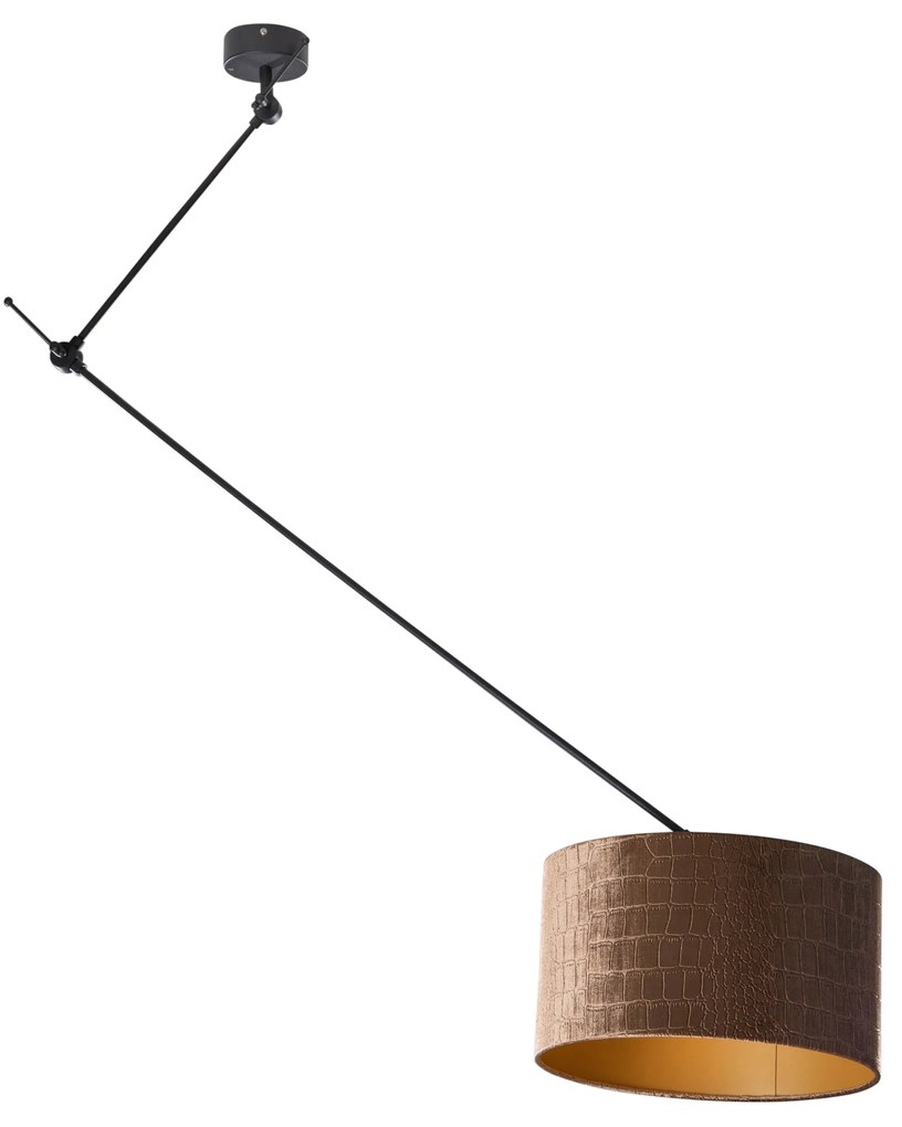 Lampada a Sospensione Nera con Paralume in Velluto Effetto Coccodrillo 35cm - Blitz