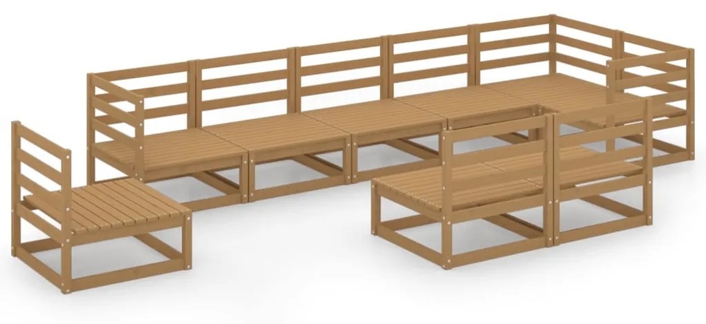 Set divani da giardino 9 pz miele in legno massello di pino