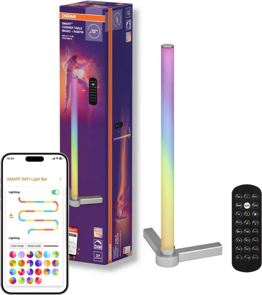Osram - Lampada da tavolo dimmerabile LED RGBW SMART+ MAGIC LED/7,5W/230V argento Wi-Fi + telecomando