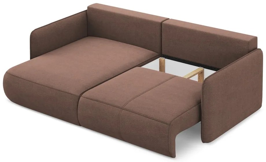 Divano angolare rosa allungabile/con contenitore (con penisola a sinistra) Nanea – Makamii