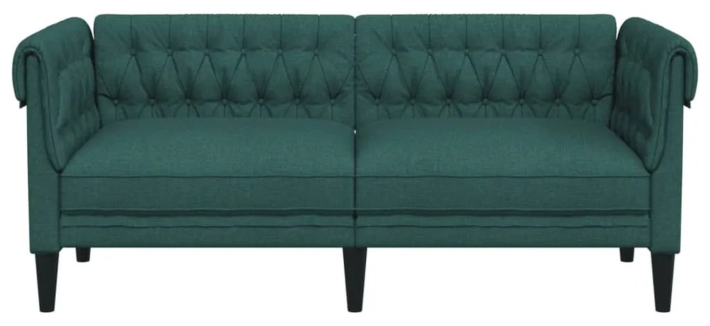 Divano chesterfield a 2 posti verde scuro in tessuto