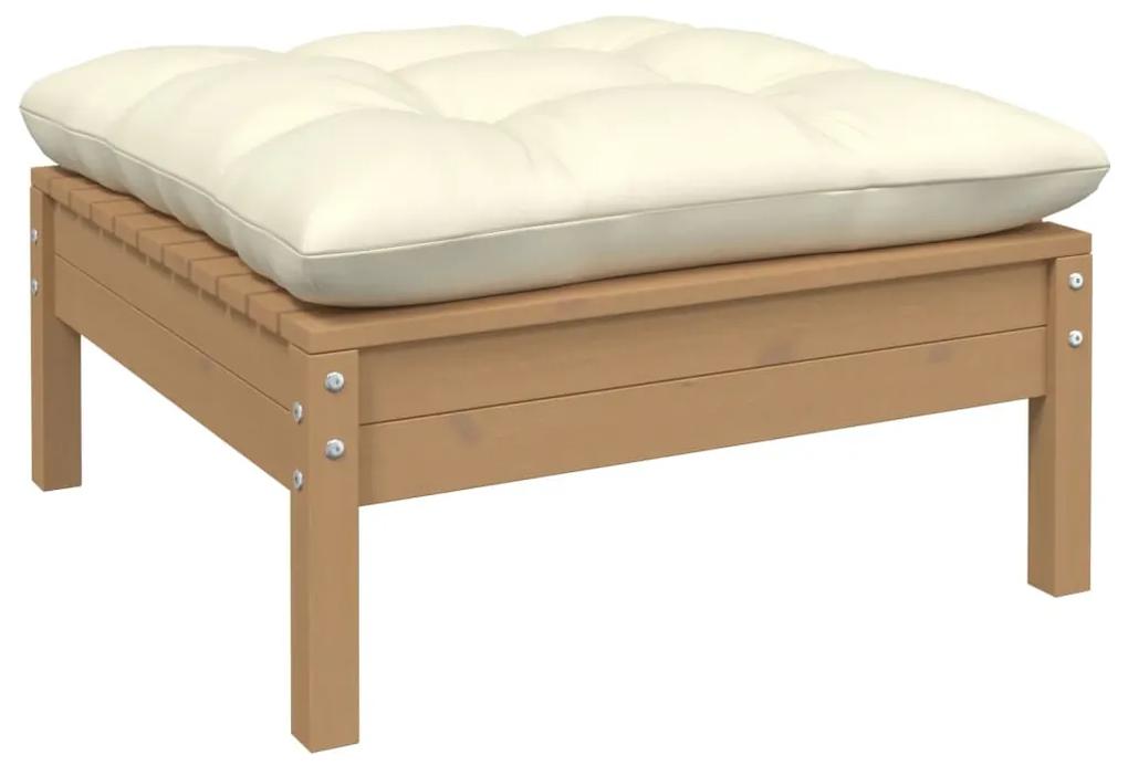 Set divani da giardino 4 pz con cuscini miele legno di pino