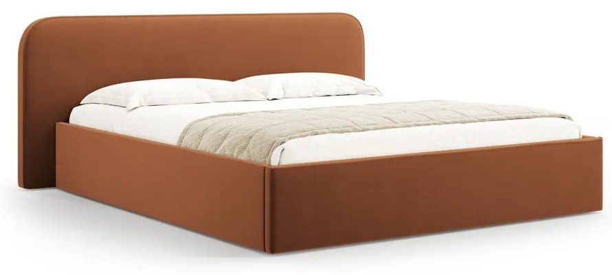 Letto matrimoniale imbottito color terracotta con contenitore e rete inclusi 160x200 cm Elizabeth – Micadoni