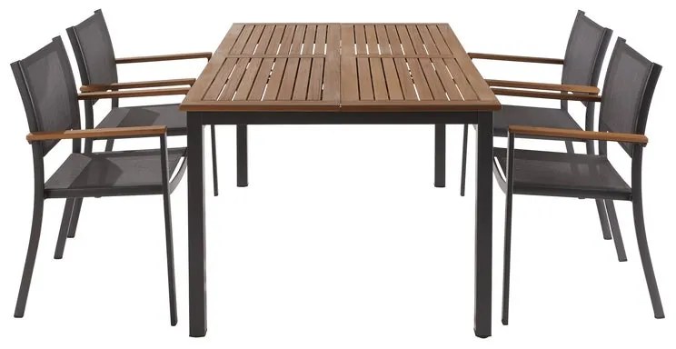 Set tavolo e sedie Oris NATERIAL in alluminio marrone per 4 persone