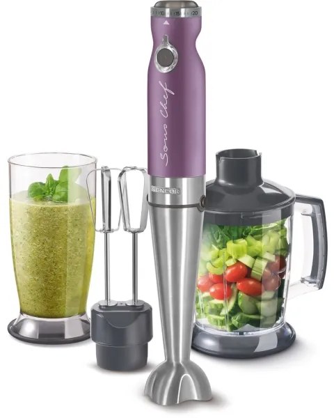 Sencor - Frullatore a immersione 4in1 1200W/230V acciaio inox/viola