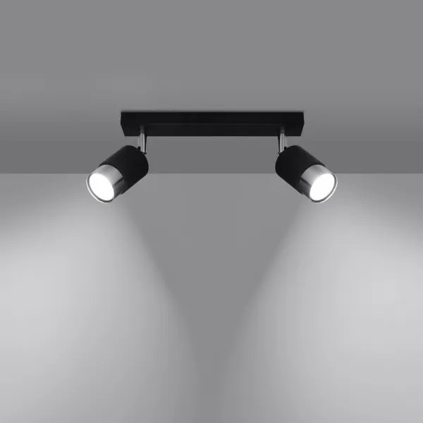 Sollux SL.1065 - Faretto NERO 2xGU10/40W/230V nero/cromo lucido