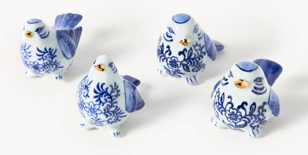Set di 4 oggetti decorativi dipinti a mano Blue Bird