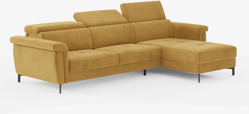 Capri Divano letto angolare con penisola contenitore e poggiatesta reclinabili - elegante tessuto smacchiabile T30