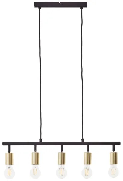 Brilliant - Lampadario a sospensione su cavo TIFFANY 5xE27/28W/230V nero/ottone