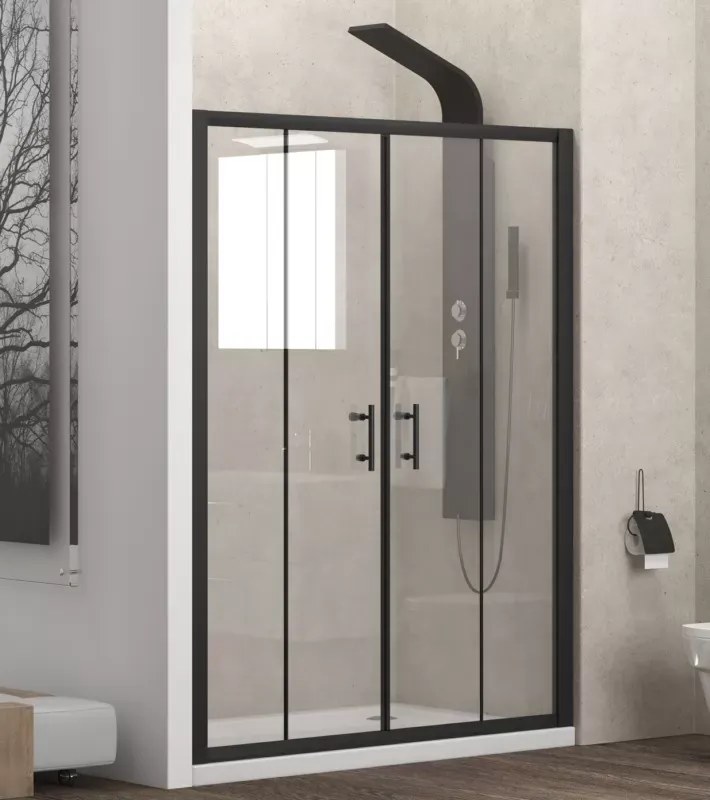 Nicchia doccia 160cm telaio nero doppio scorrevole KFN6000 - KAMALU