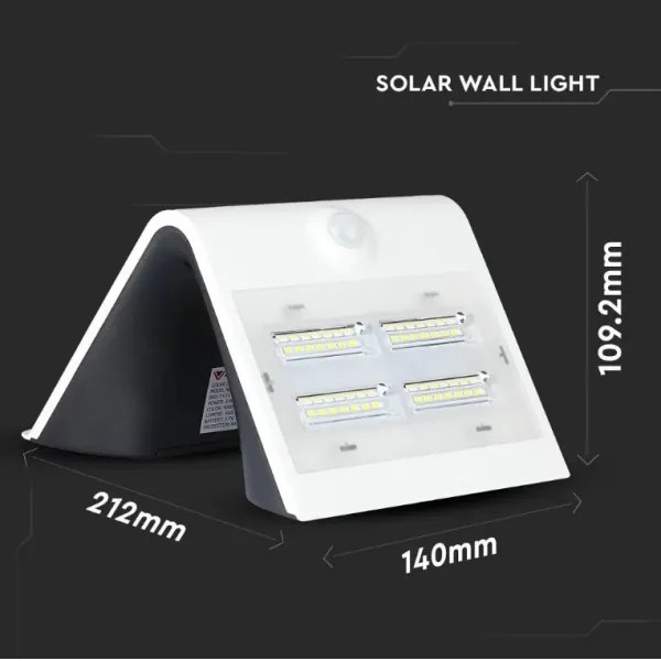 Applique a LED solare con sensore LED/3W/3,7V 3000/4000K IP65 bianco