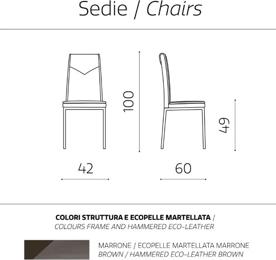 Sedia ecopelle da pranzo Marrone - VIVIENNE 2 sedie