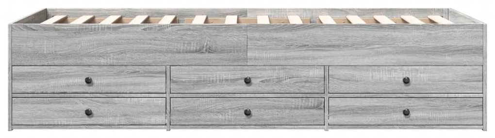 Divano letto con cassetti grigio sonoma 75x190 cm multistrato