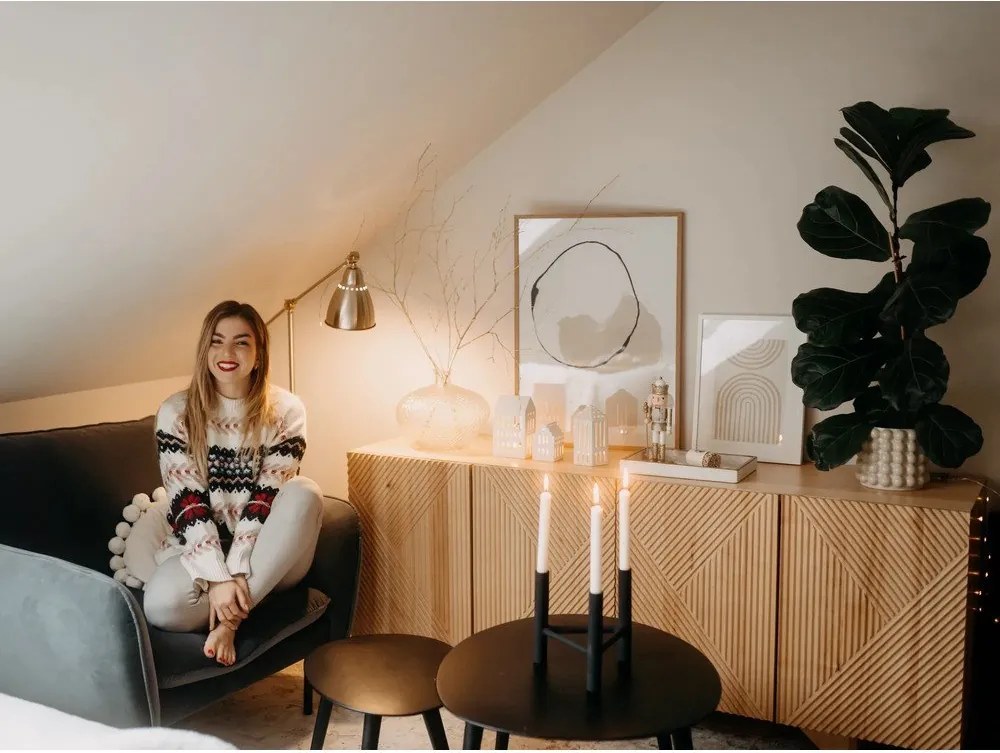 Portacandele in alluminio nero, altezza 20 cm Deeb - Bloomingville