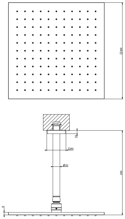 Soffione Doccia orientabile con braccio a Soffitto cromo Gessi Emporio 47362