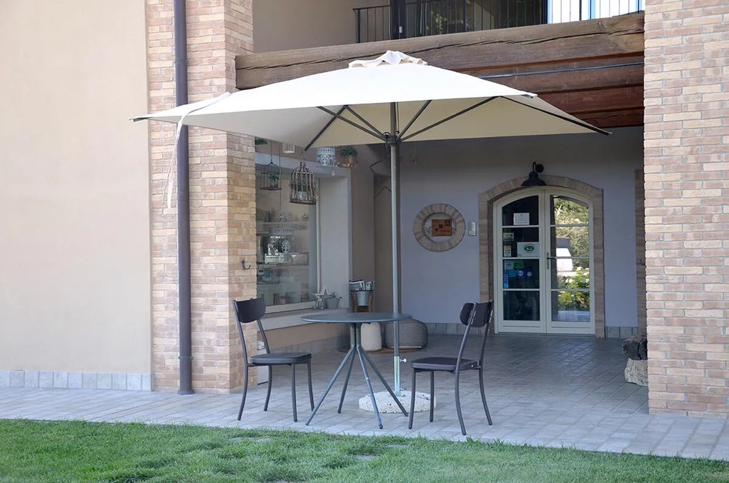 Ombrellone a palo centrale antracite Girasole TEMPOTEST con telo quadrato ecru L 200 x P 200 x H 265 cm