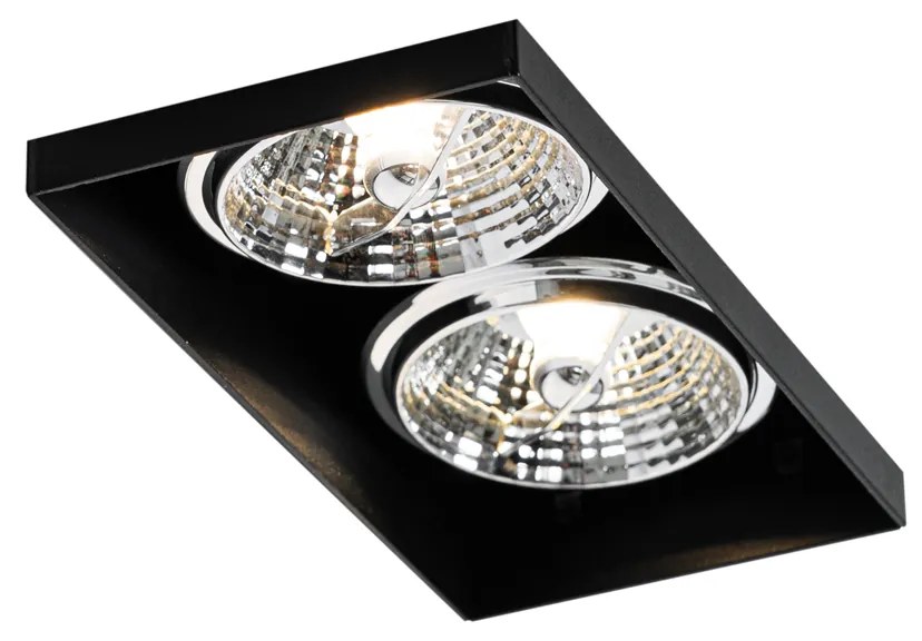 Set di 6 faretti incasso neri GU10 70mm 2 luci senza cornice - Oneon