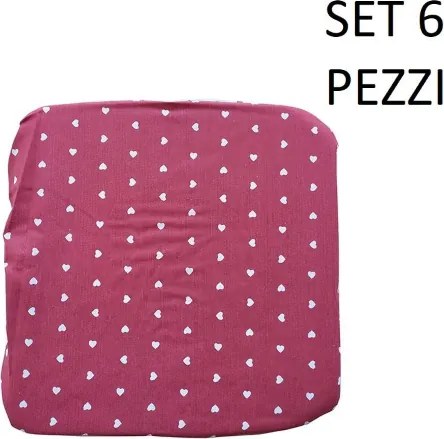 Cuscino Coprisedia Mollettone imbottito con fascia elastico ROSSO FANT.CUORE SET 6 PEZZI