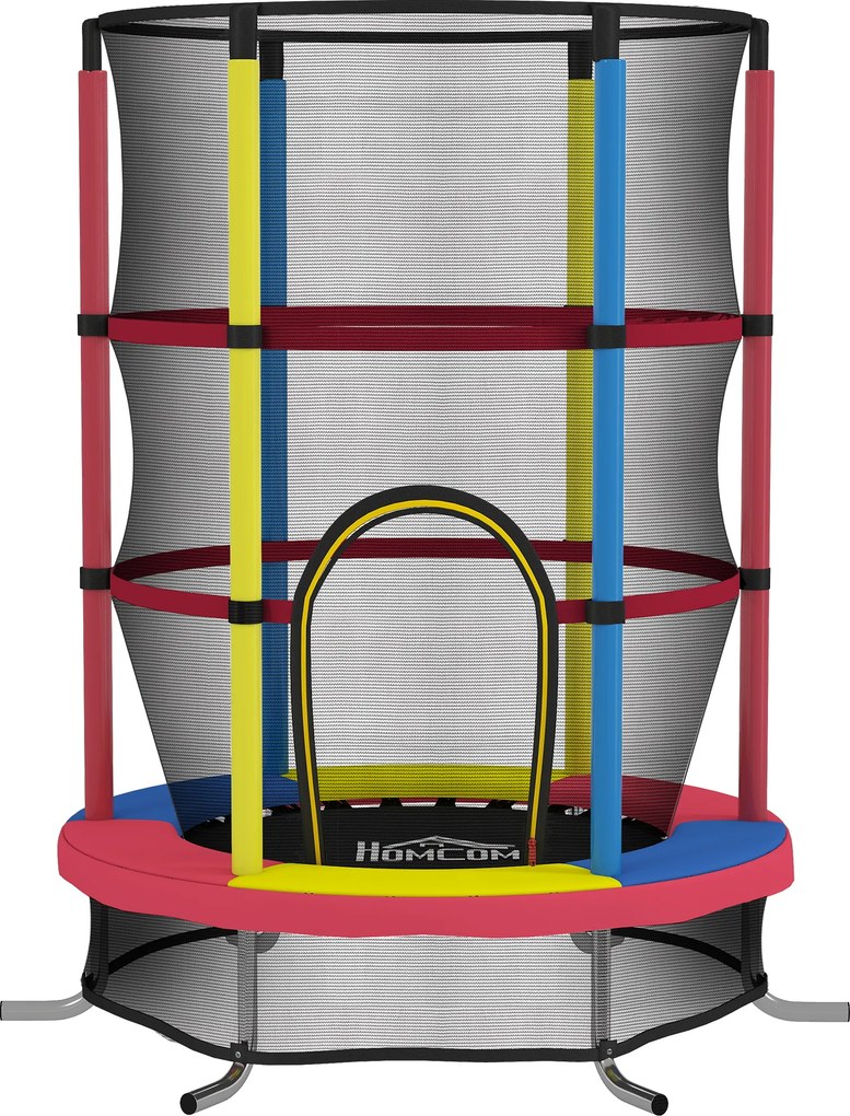 Trampolino per Bambini 3-6 Anni Ø160x190 cm con Rete di Sicurezza Senza Molle Multicolore...