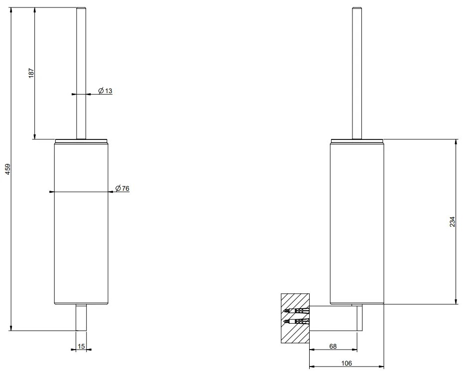 Porta scopino a muro nero brass brushed pvd 66420 Gessi