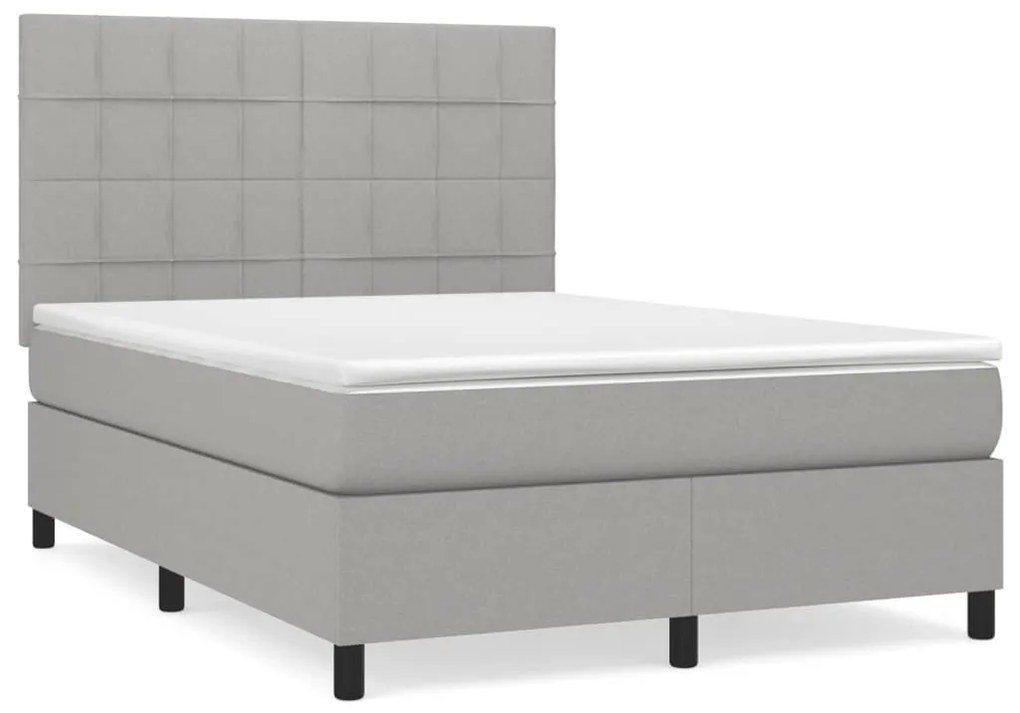 Giroletto a molle con materasso grigio chiaro 140x190cm tessuto