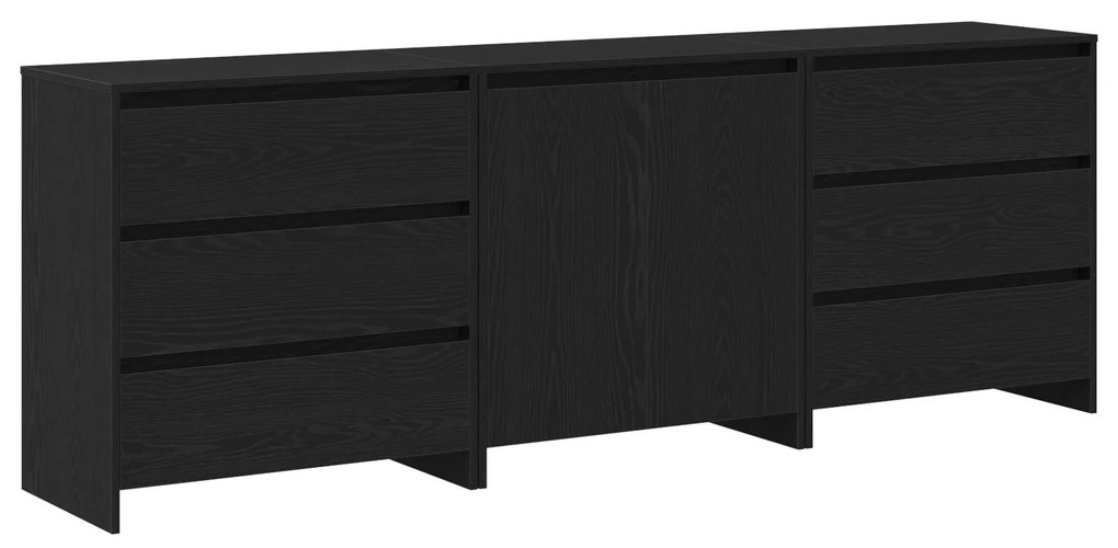 Set di 3 sideboard in legno ingegnerizzato nero