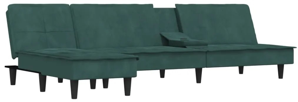 Divano letto a l verde scuro 255x140x70 cm in velluto