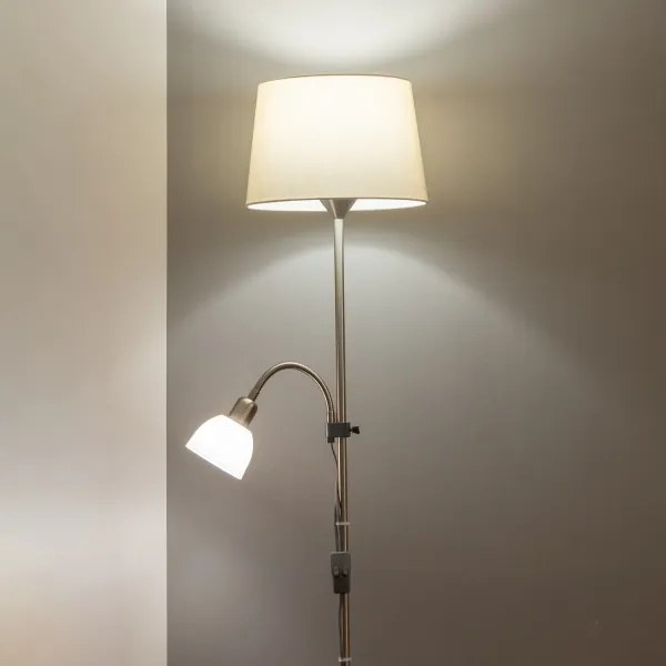 Brilagi - Lampada da terra CERIA 1xE27/100W/230V + 1xE14/25W cromo opaco/beige