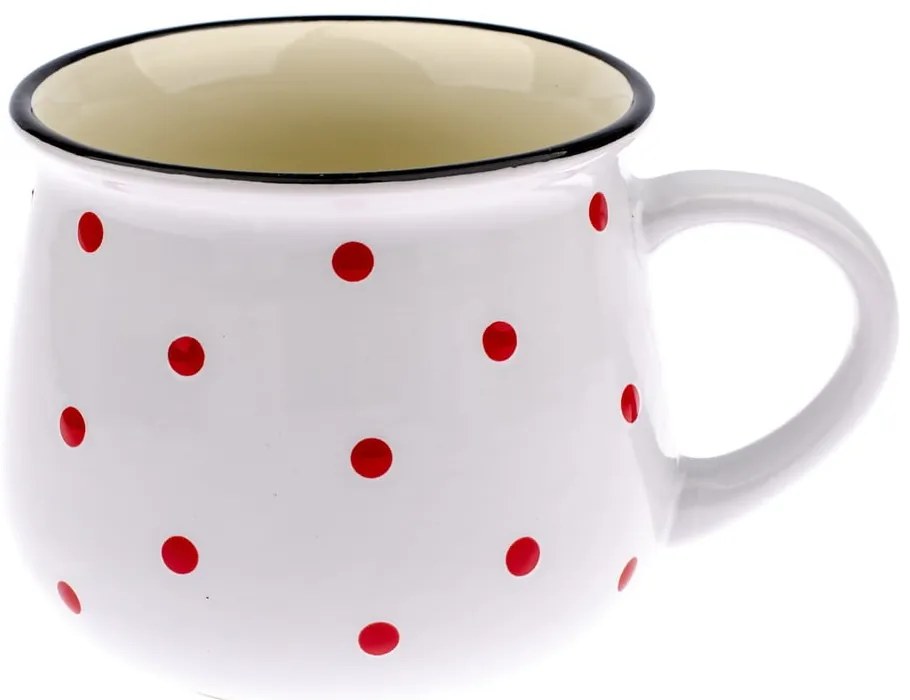 Tazza in ceramica bianca con puntini rossi Happy Time, 770 ml - Dakls