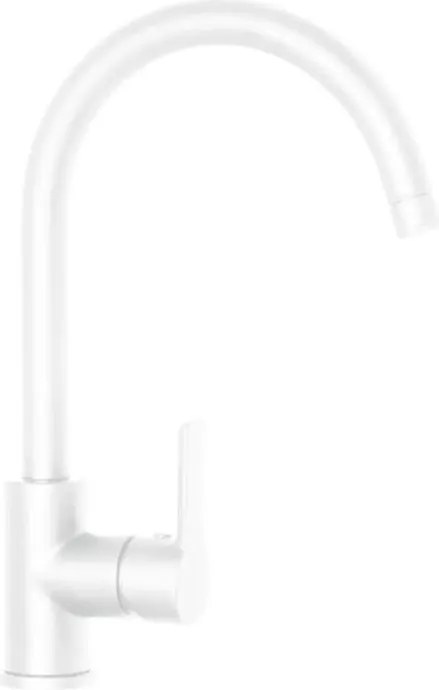 Rubinetto da cucina fisso a collo di cigno Aquasound bianco verniciato opaco SCHOCK