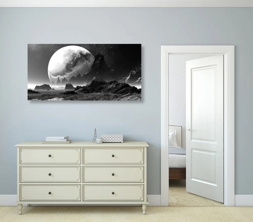 Stampa su tela – Paesaggio fantastico in bianco e nero