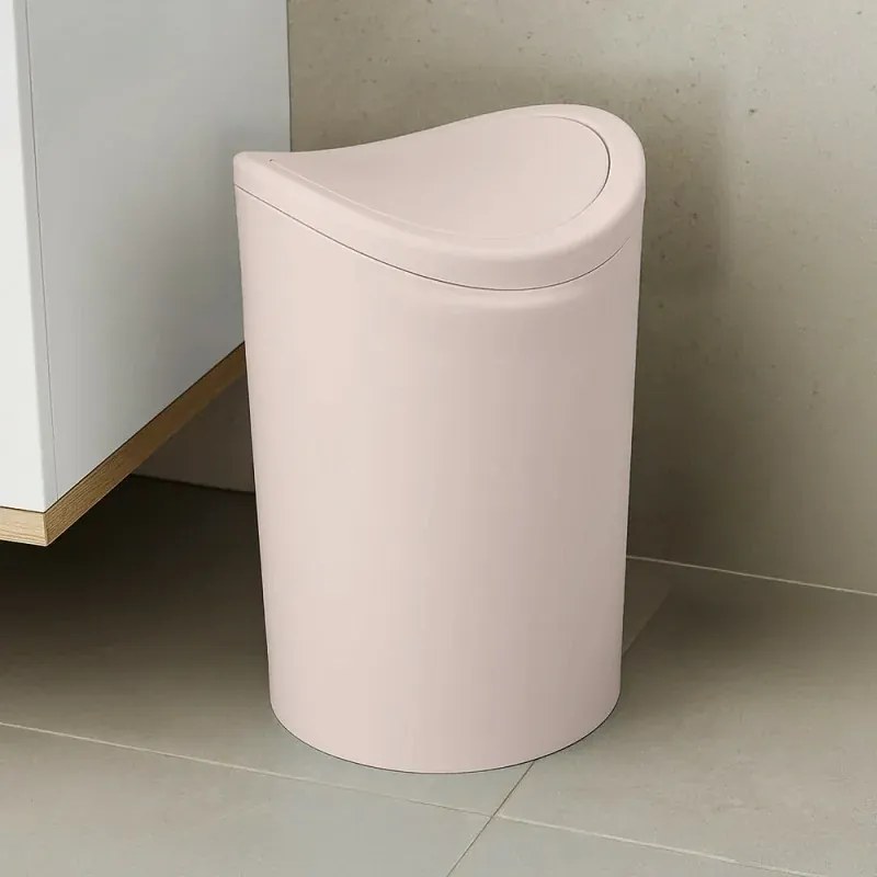Pattumiera bagno in polipropilene rosa 6 Lt con coperchio basculante
