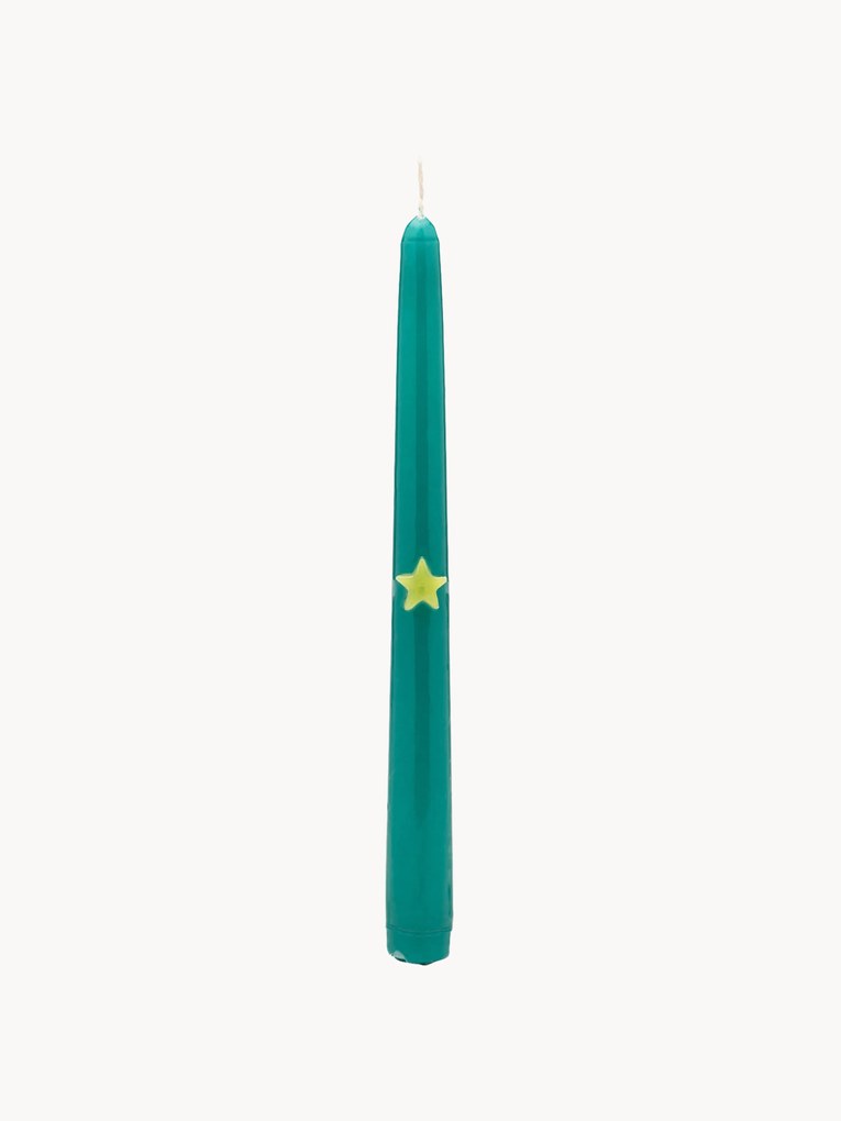 Candele a bastoncino dipinte a mano Christmas Star 2 pz