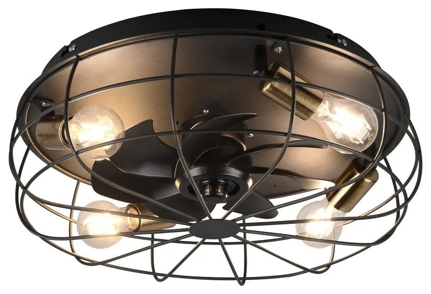 Plafoniera nera opaca con telecomando e ventilatore Trondheim – Trio