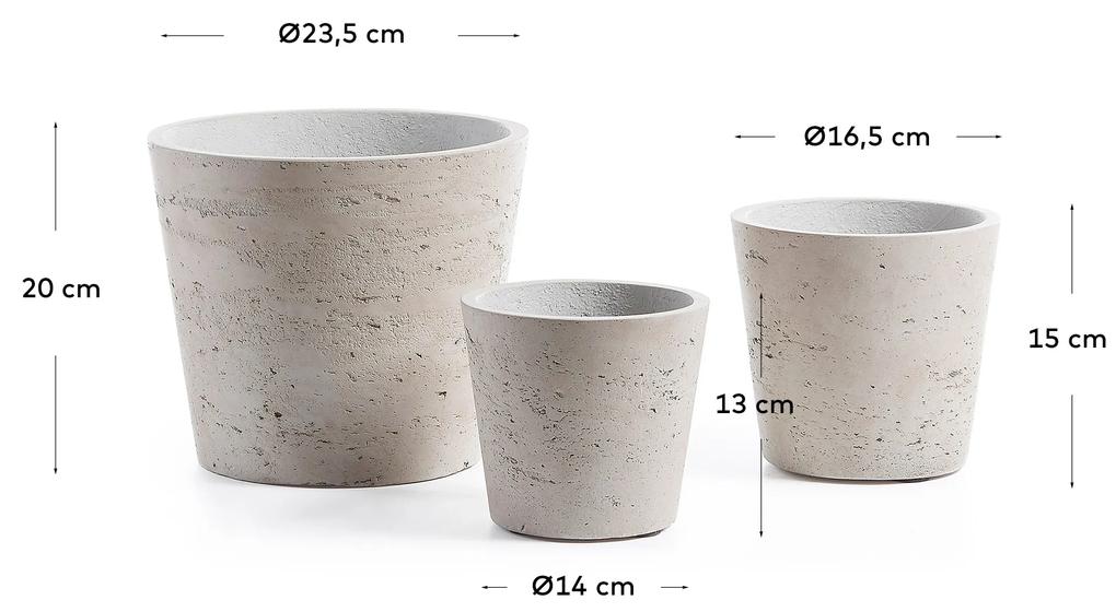 Kave Home - Set Low da 3 vasi grigio Ã˜ 23,5 cm / Ã˜ 16,5 cm / Ã˜ 14 cm
