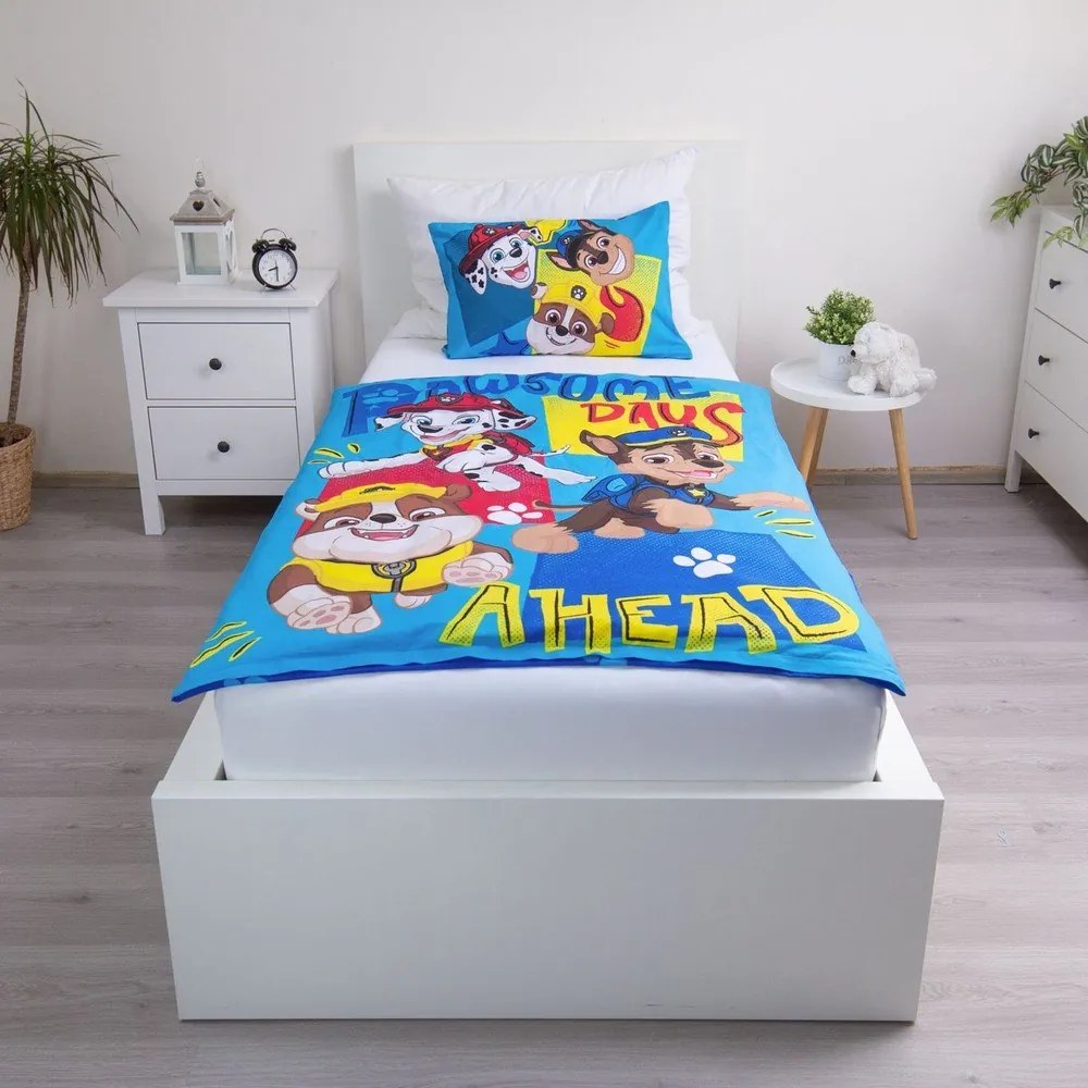 Set copripiumino e federa da bambini blu in cotone per culla 100x135 cm Paw Patrol "Pawsome days ahead" – Jerry Fabrics
