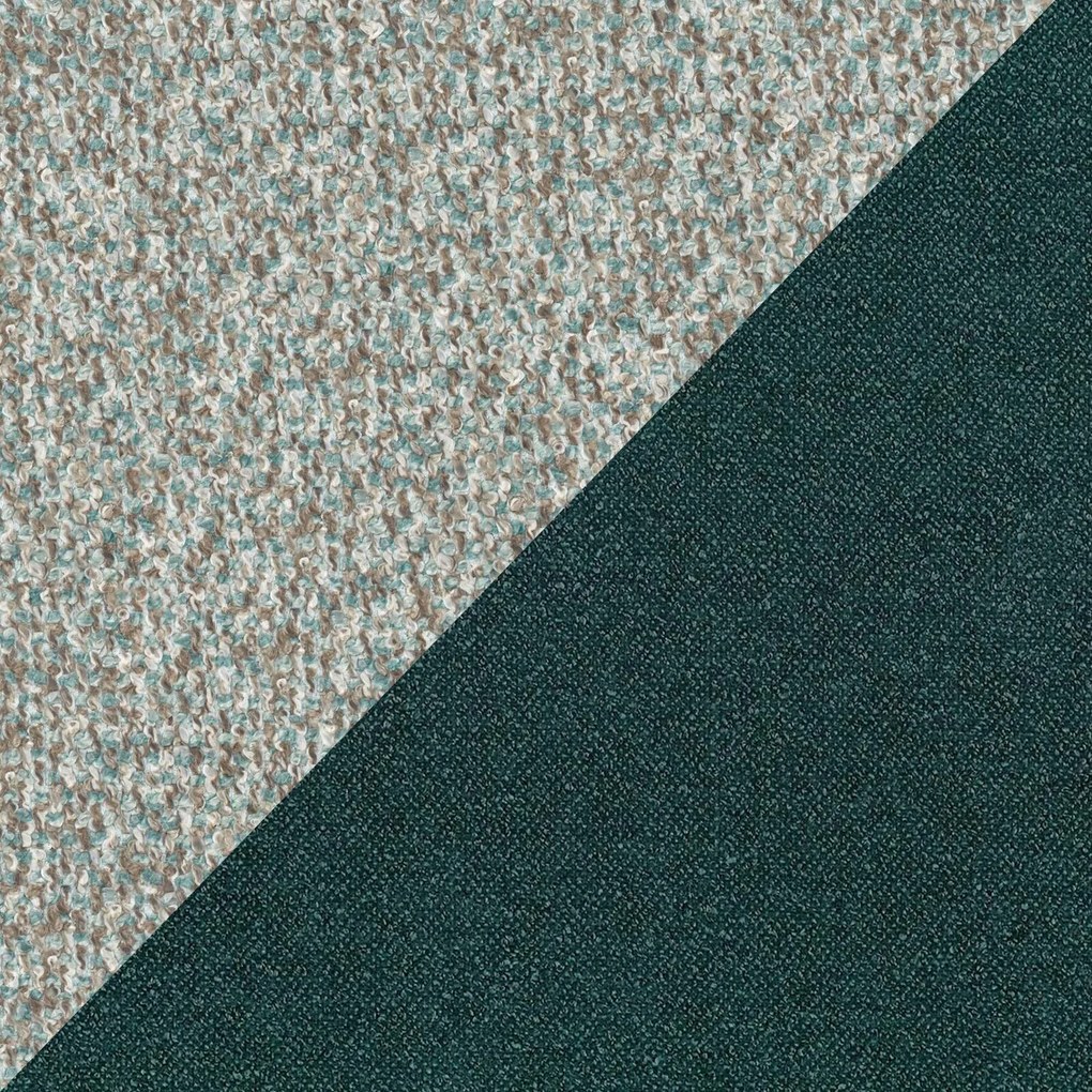 Soleil letto imbottito di design con piedi alti in metallo in bouclet smacchiabile T12 verde