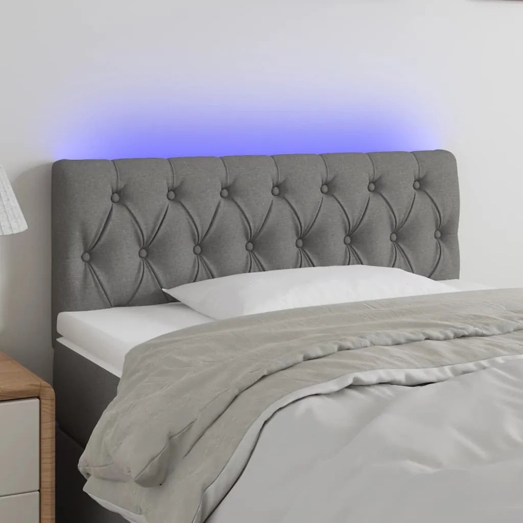 Testiera A Led Grigio Scuro 100x7x78/88 Cm İn Tessuto /