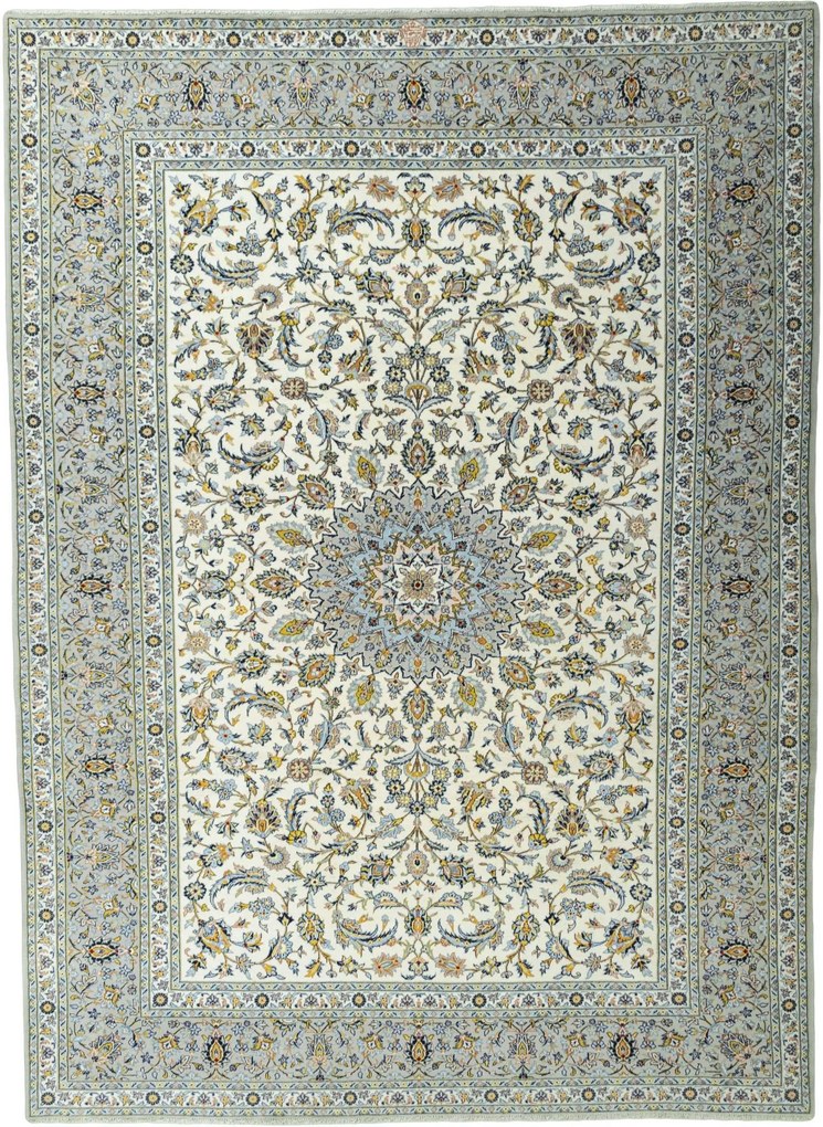 Kashan Tappeto 410 x 300 Beige (Iran) Annodato A Mano