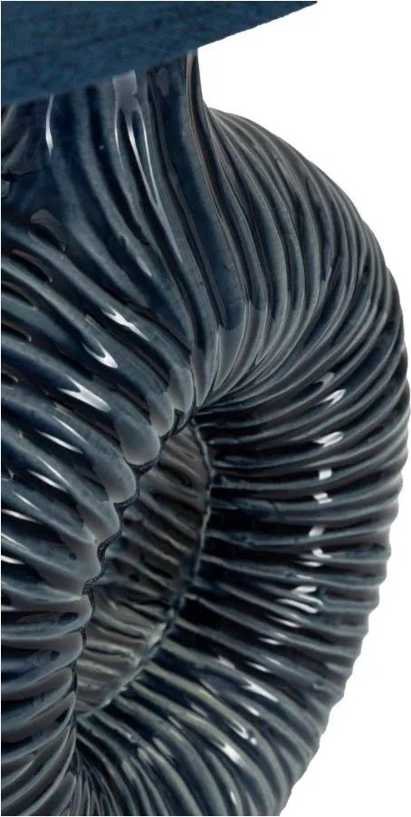 Lampada da tavolo blu in ceramica con paralume in tessuto (altezza totale 43 cm) Seta – Mauro Ferretti