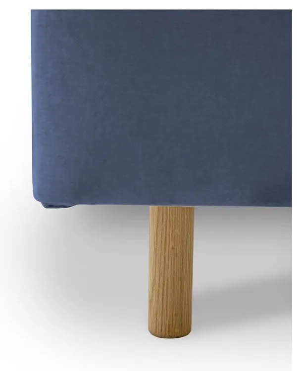 Letto matrimoniale imbottito blu con doghe in legno 180x200 cm Zee - Scandic