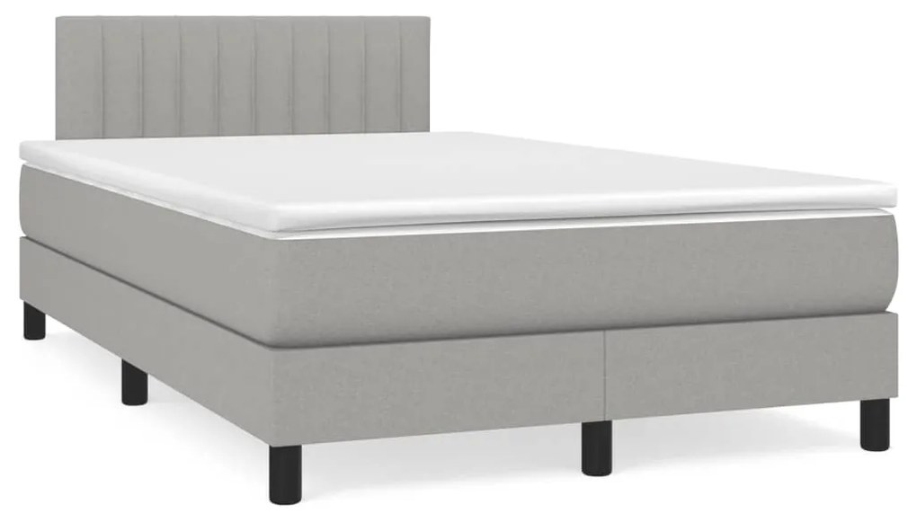 Letto A Molle Materasso E Led Grigio Chiaro 120x190 Cm Tessuto /