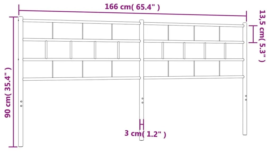 Testiera in Metallo Nero 160 cm