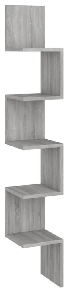 Mensola angolare grigio sonoma 20x20x127,5 cm legno multistrato