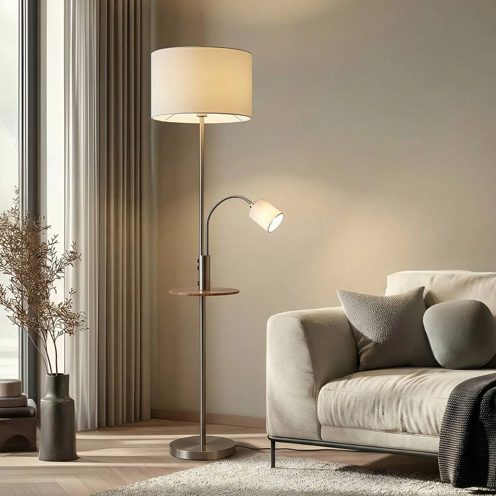 Lampada da terra Aovan Lindby, Alluminio / Grigio / Zincato, Soggiorno / Sala da pranzo, Metallo, Moderno, Lampada da terra