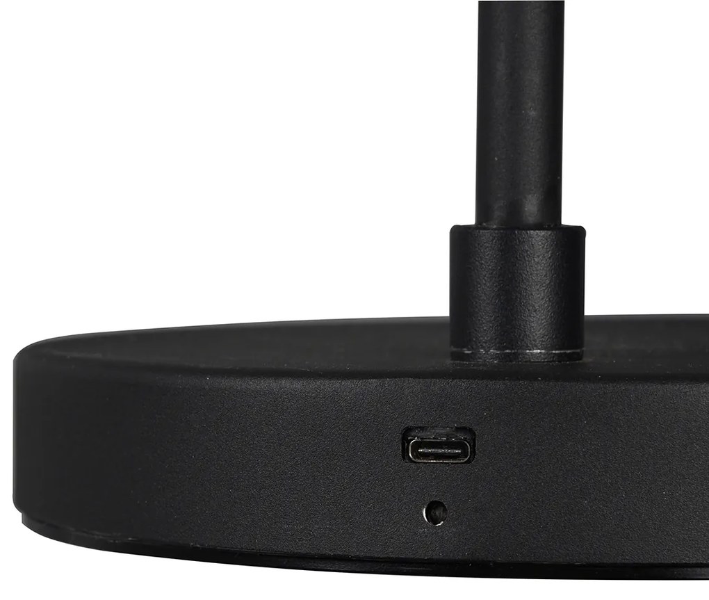 Lampada da terra nera ricaricabile con LED dimmerabile a 4 livelli - Mateo